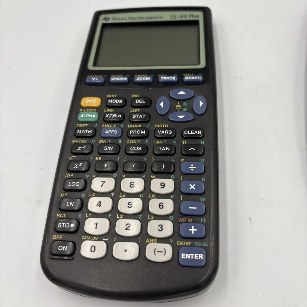 TI-83 Plus Graphing Calculator With Cover Texas Instruments Black TESTED WORKING